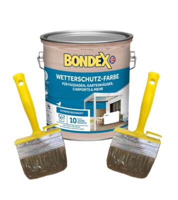 BONDEX Wetterschutz-Farbe 7,5 L + 2 Extra Pinsel