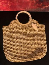 Tommy Bahama Straw Purse Tan Hand Bag Tote Coastal Tropical Beach