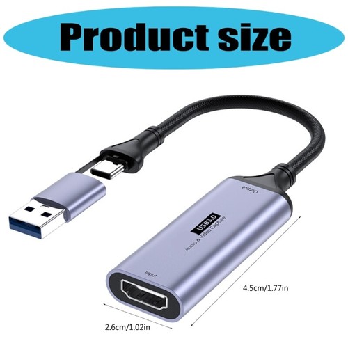 Game Video Capture Card USB+Type C to HDTV 4K 60Hz Recorder Video Gaming Console - Afbeelding 8 van 8
