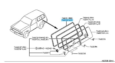NISSAN SAFARI HARDTOP Y60 91-95 Genuine Side Window Weather Strip