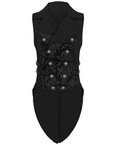 Punk Rave Mens Vest Waistcoat Tailcoat Black Velvet Gothic Steampunk Victorian - Picture 18 of 21