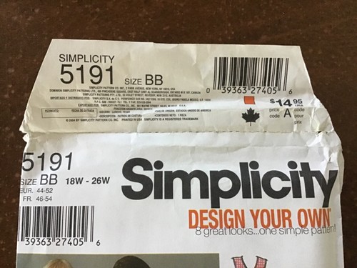 Simplicity 5191 ~ Shirtdress Tunic Pants Top Jacket ~size 18 20 22 24 26 ~ Uncut - Picture 3 of 4