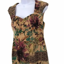 Vintage 90s Watercolor Floral Dress Womens Size 8 Garden Botanical Printed