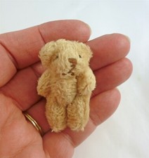  Dollhouse Miniature Jointed Fluffy Tan Teddy Bear, 1 3/4