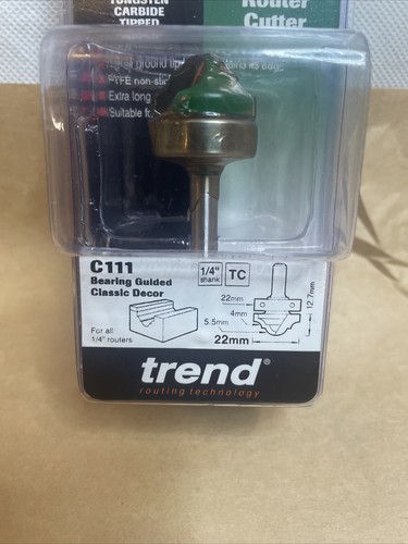 Trend C111X1/4TC CraftPro Guided Classic Decor Router Cutter 4/5.5mm Radius x 1/ - Picture 3 of 5