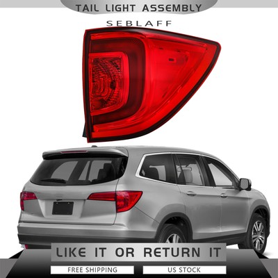 SEBLAFF Driver Side LED Tail Light Assembly For 2016-2018 Honda Pilot – Factory Style, Chrome Housing