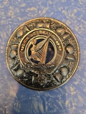 Irish Harp Badge Fly Plaid Kilt Brooch In Chrome Finish Size 3" Inches