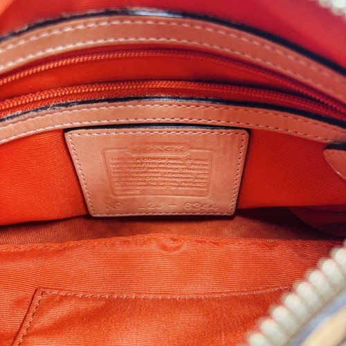 COACH Bolso de Hombro Cartera Firma Lona Cuero Beige Camel Auténtico - Imagen 6 de 24