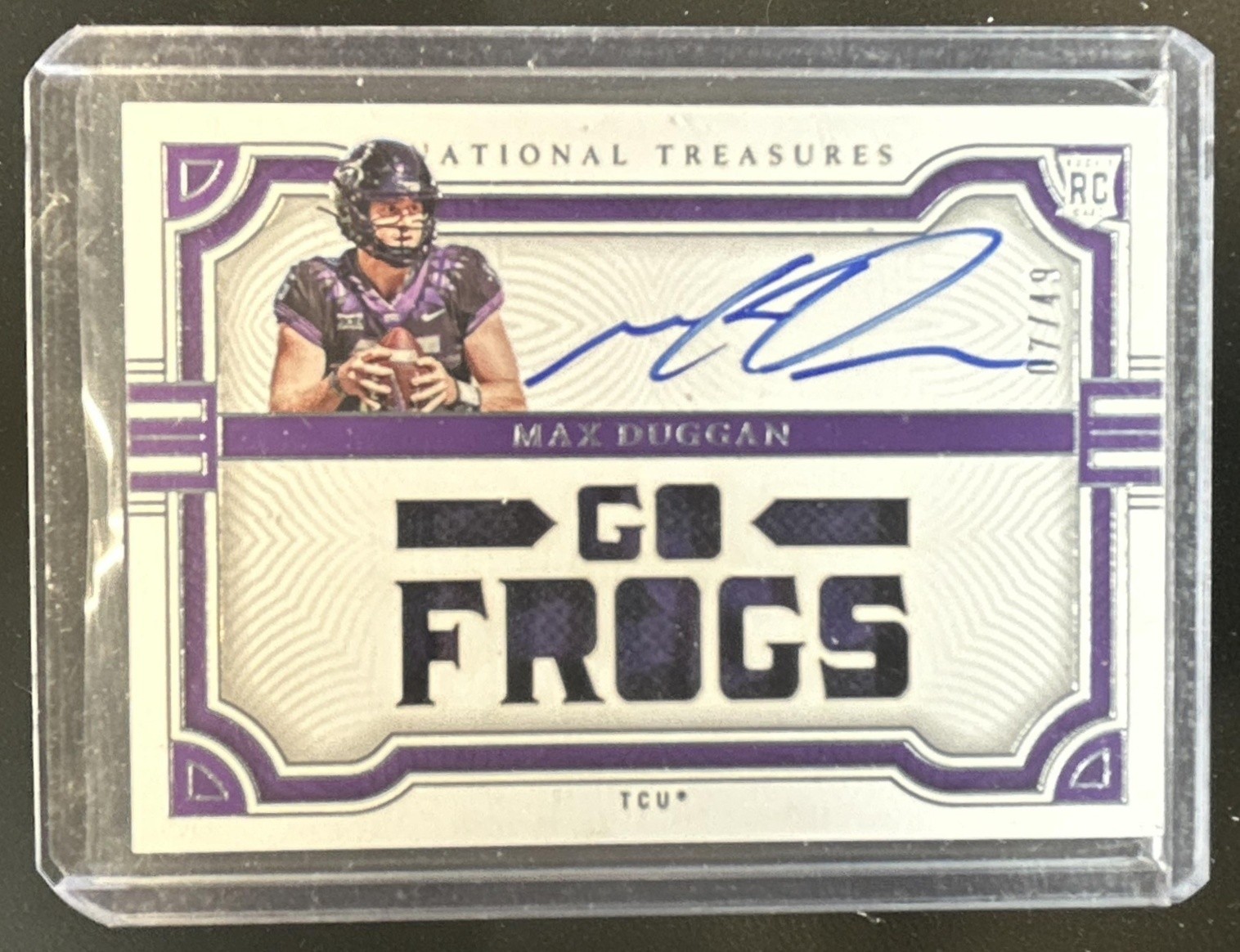 Max Duggan Panini National Treasures Collegiate Team Slogan Signatures Die-Cut #TSSMD Base