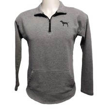 Pink Victoria's Secret Sweatshirt Women's S/P Pullover Gray 1/4 Zip Long Sleeve