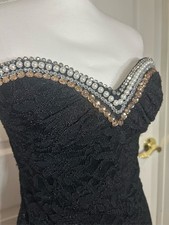 Vintage Y2K Jump Apparel Beaded Black Lace Mini Dress  Sz 7 ???