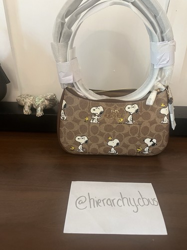 Coach X Peanuts Teri Shoulder Bag In Signature Canvas With Snoopy Print CBJ88 - Picture 3 of 4