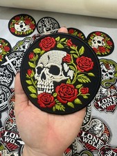 4 Inch Skull Floral Embroidered Iron On Patch Gothic Rose Wreath Jacket Badge