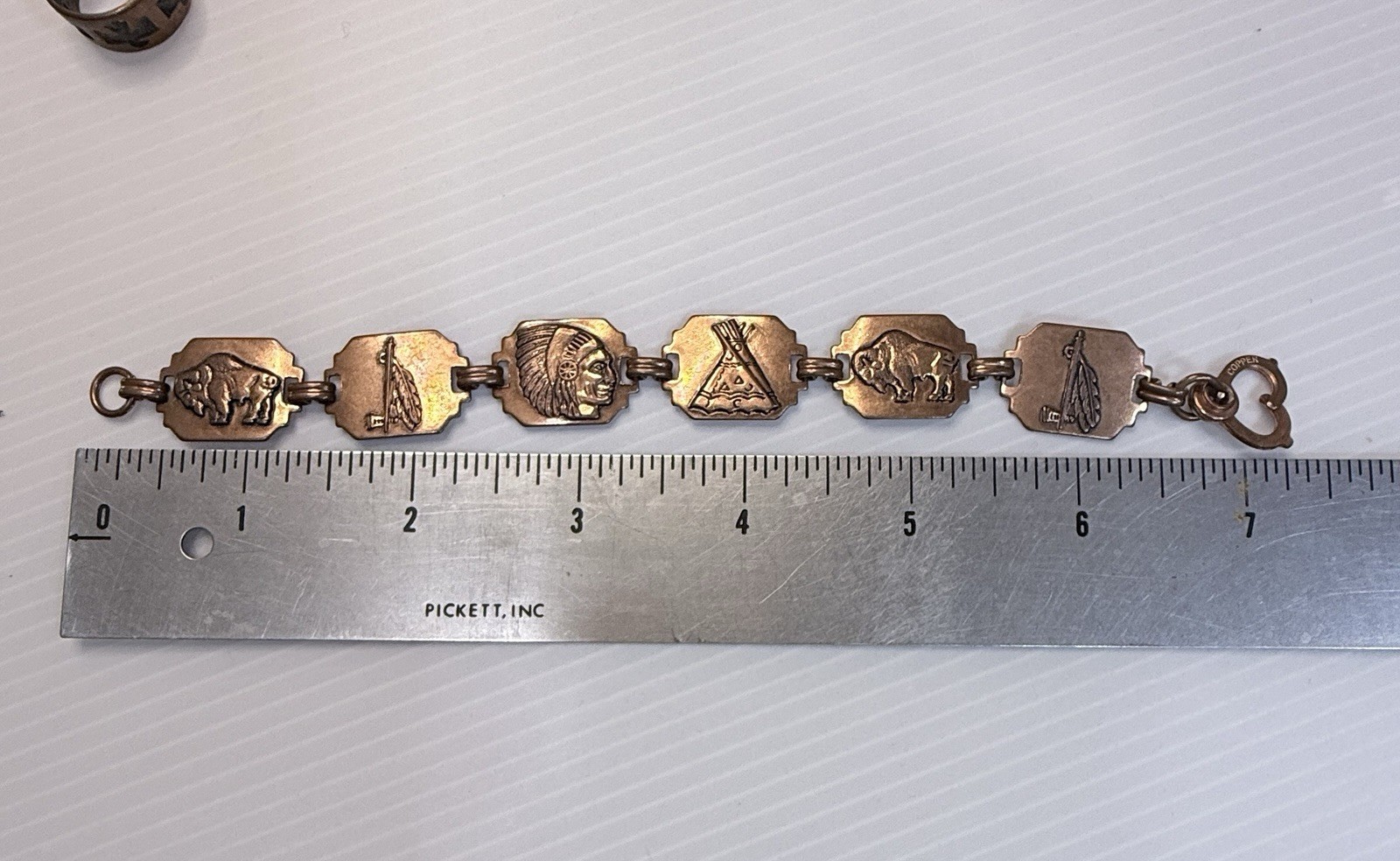 VTG 1960s Solid Copper Bracelet Native American J… - image 4