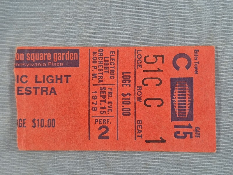 Sept 9-11-78 1978 ELO Electric Light Orchestra Ticket Stub Madison Square Garden
