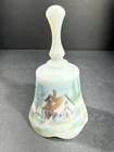 HTF 1993 Hand Painted Fenton Satin Bell Country Cottage signed A Farley 1993