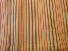 Orange, Green, Yellow Stripes on White Cotton Fabric 44" Wide x 36" long 