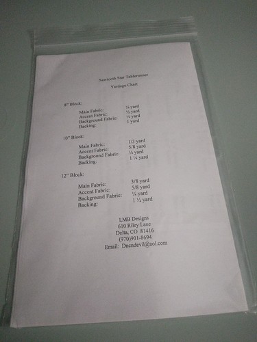 Sawtooth Star Tablerunner Quilt Pattern LMB Designs - Picture 3 of 3