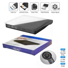 Black / White External CD/DVD Drives USB 3.0 Portable ROM Burners For Laptops US