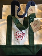 Trader Joe's Mini Canvas Tote Bag Set of 4- yellow, green, navy and red 