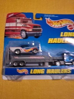  Hot Wheels LONG HAULERS SEMI TRUCK, TRAILER & CAR SET  Txa