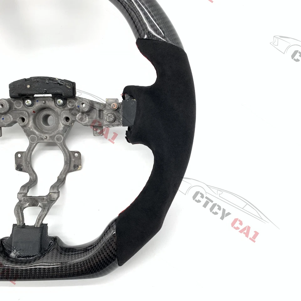 Volante de fibra de carbono personalizado para Infiniti QX70 Nissan 370Z/Alcantara Foto 4 de 4