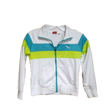 Girl's Puma Jacket Hard to find Lime and Aqua stripe Sz Med-back to school