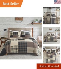Cozy Winter Hills Plaid Reversible Quilt Set - Lightweight King/Cal King Bedding