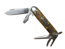 WW11 1943 CAMILLUS USA MILITARY ENGINEERS 4 BLADED POCKET KNIFE w BONE SCALES