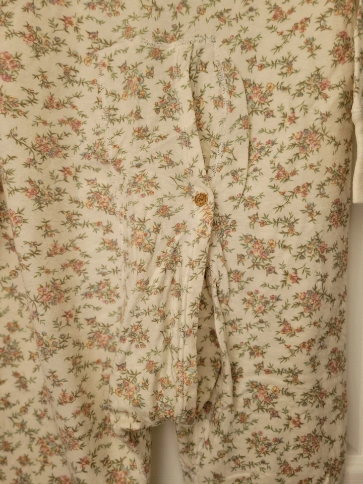 Цельный комбинезон Duofold с цветочным принтом Longjohn PJ на пуговицах пижама размер M  - Изображение 2 из 4