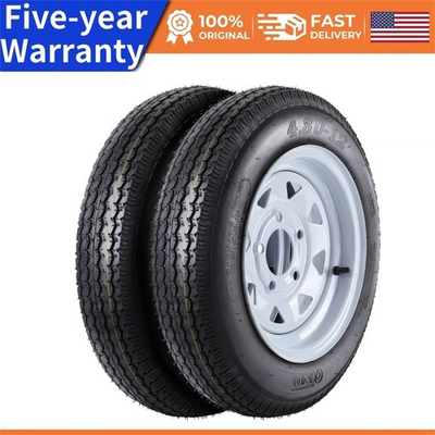 #ad 2 Pack 4.80 12 Trailer Tires with 12quot; Rims 5 Lug on 4.5quot; Center Bore 2.95quot; 6Ply $88.34