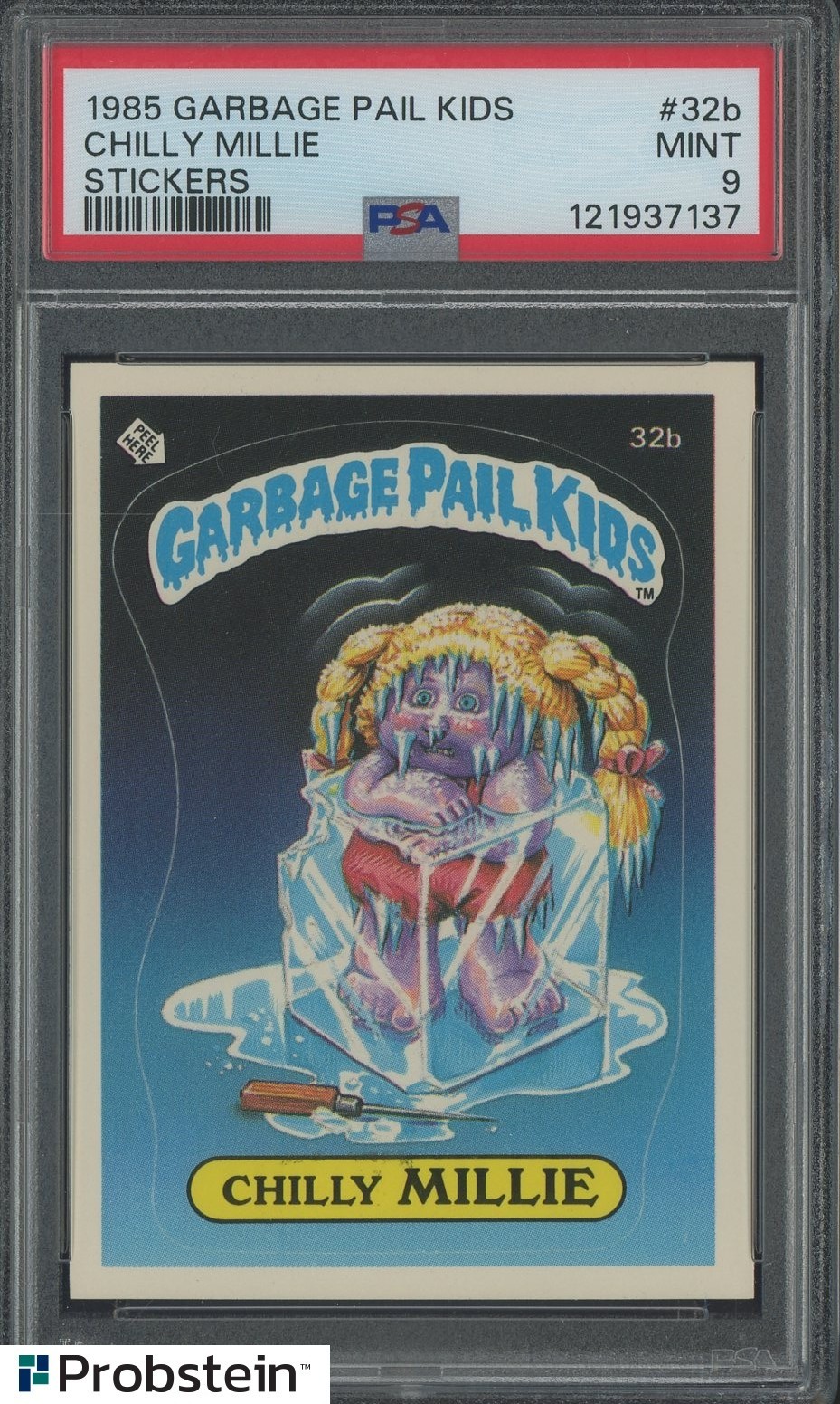 1985 Topps Garbage Pail Kids GPK Stickers #32b Chilly Millie PSA 9 MINT