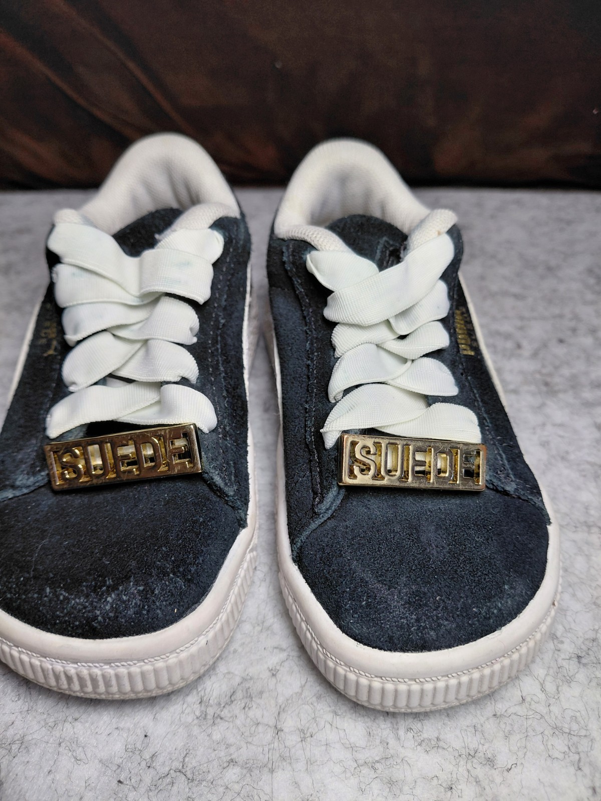 Toddler Puma Shoes 6C Gold Logo Classic Black & White