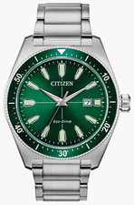 Citizen AW1598-70X Brycen Eco-drive Date 100m Watch - Silver Stainless / Green