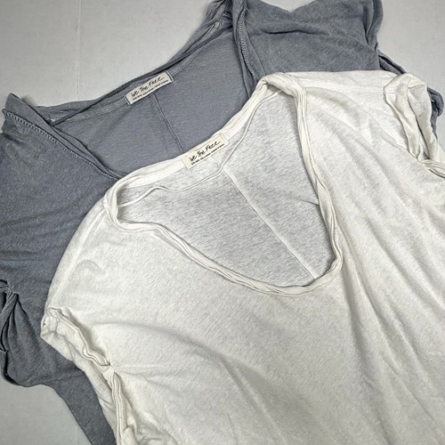 2 We the Free People All I Need Linen Blend Tee Oversized Top XS(XS-2XL) LOT EUC
