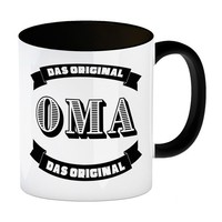 Oma Kaffeebecher In Schwarz Mit Spruch Oma Das Original