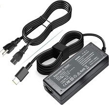 45W School Chromebook Charger USB C AC Adapter Power Cord Black
