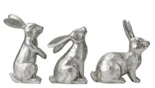 DN DECONATION Easter Bunny Figurines, Small Decorative Bunny Statue Set Of 3
