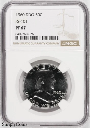 1960 DDO FS-101 Franklin Half Dollar NGC PF67 PROOF PR67 Doubled Die Obverse