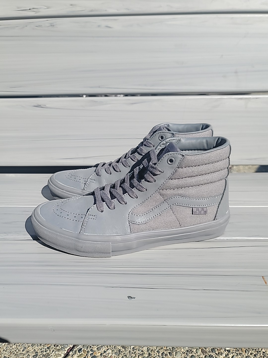 Vans Sk8-Hi Mens Classic High Top Skate Shoe Monochromatic Design Pewter Gray