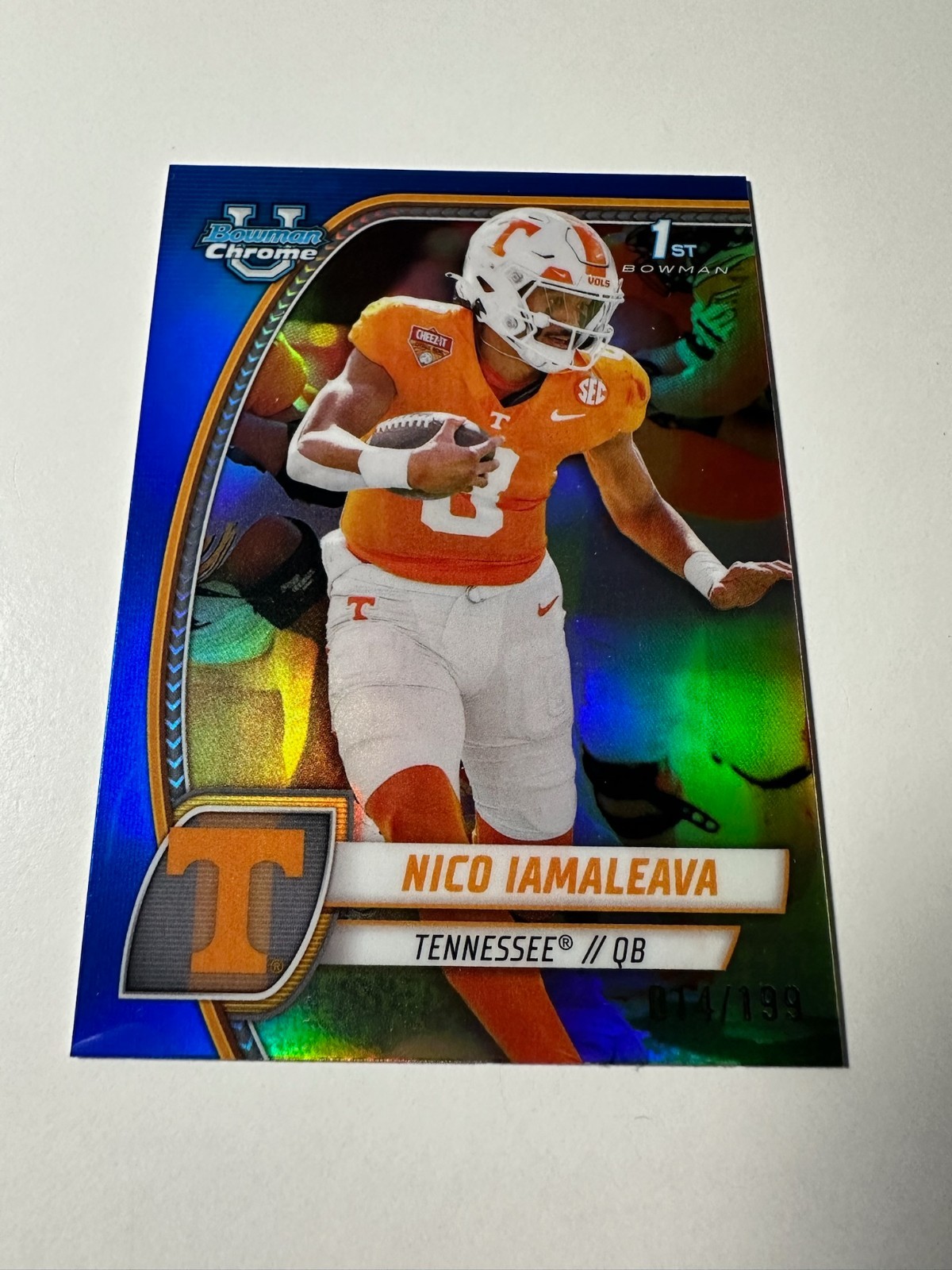 2024 Bowman University Chrome Nico Iamaleava Blue Refractor /199 RC 1st
