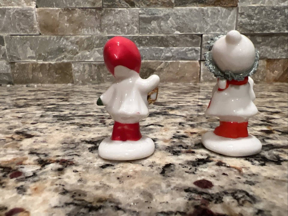 Vintage Napco Miniature Christmas Girl Figurines Spaghetti Bone China