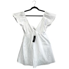 Lulus Sentimental Sweetie V-Neck Tie-Back Mini Dress NWT Women's Sz L White