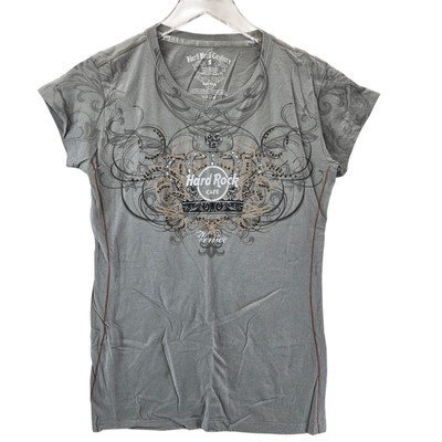 Hard Rock Cafe Tee Womens Small Gray Venice Italy Rhinestones Rock T-Shirt