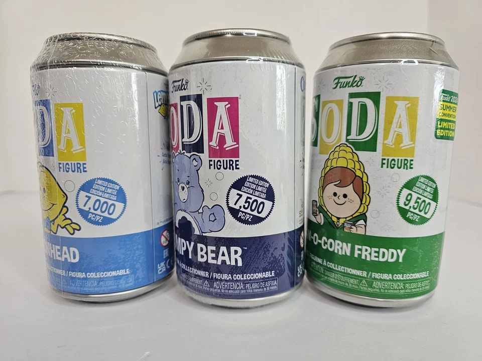 Funko Soda Grumpy Bear + Lemondhead (Chance At A Chase) + Can-o-Corn FREDDY L.E. Foto 2 de 4