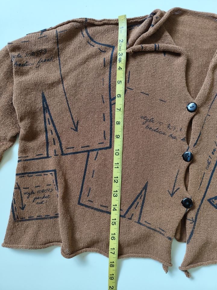 Paper Temples Brown Loose Cropped Long Sleeve Knit Asymmetric Top Women ...