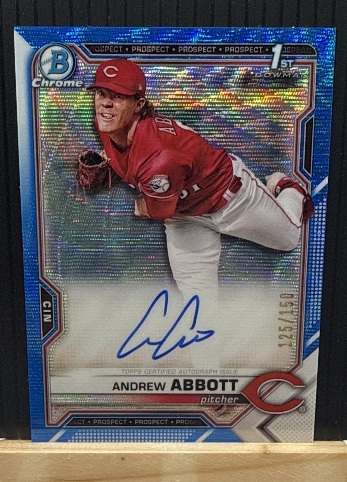 2021 Bowman Chrome Draft Pick Autographs Andrew Abbott #CDA-AA Blue Wave 125/150