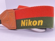 Genuine Top MINT Nikon Camera Neck Strap 2-Color Orange Green From JAPAN
