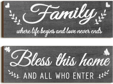 Wooden Family Signs Rustic Bless This Home Wall Decor Wood Family Decor Wall Art