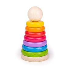 Bigjigs Toys Mi Primer Juguete Apilable Arco Iris Madera, Anillos Apilables Bebé